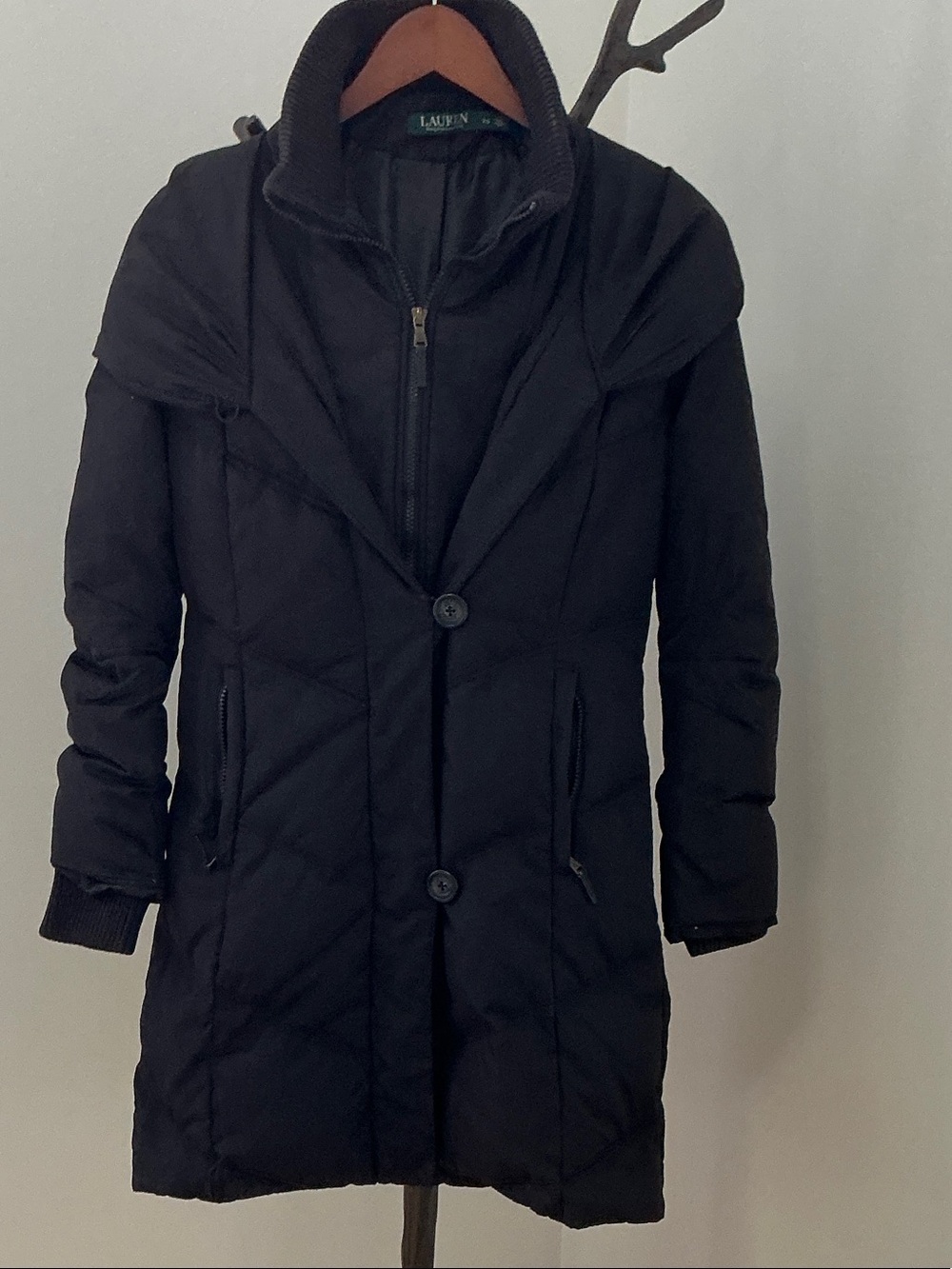 Lauren Ralph Lauren Black Quilted Midweight Puffer Coat